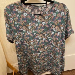 J Jill 95% cotton floral short sleeve top sz XL